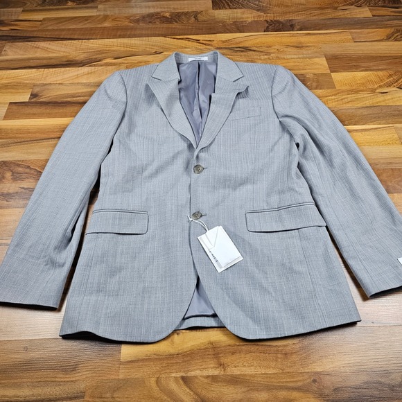Nordstrom Firenze Wool Blend Blazer 38R Grey Stripe Two Button